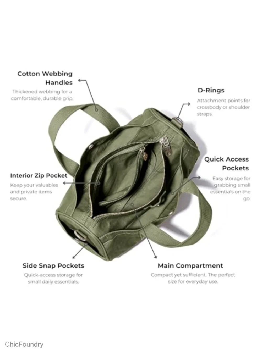 Canvas Crossbody Bag - Compact Barrel Mini Tote - Shoulder Bag & Travel
